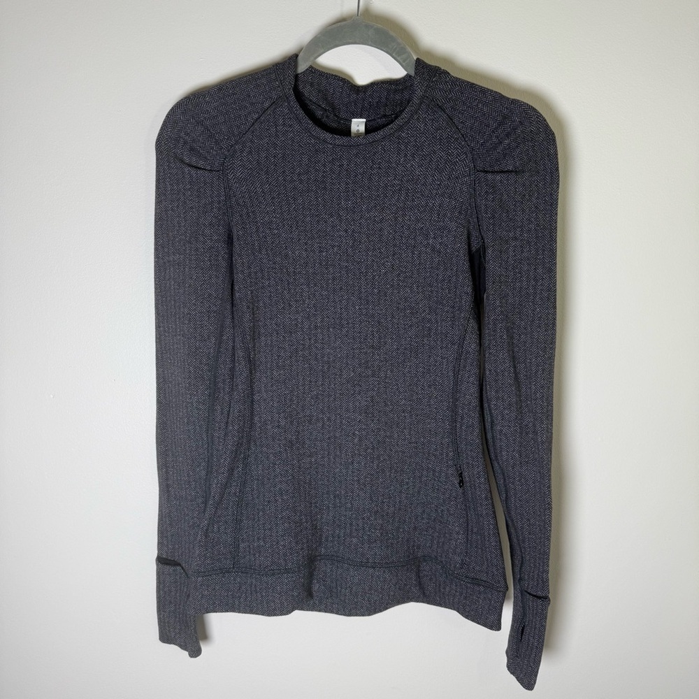 Lululemon Think Fast Herringbone Long Sleeve Workout Top Shirt‎ 4